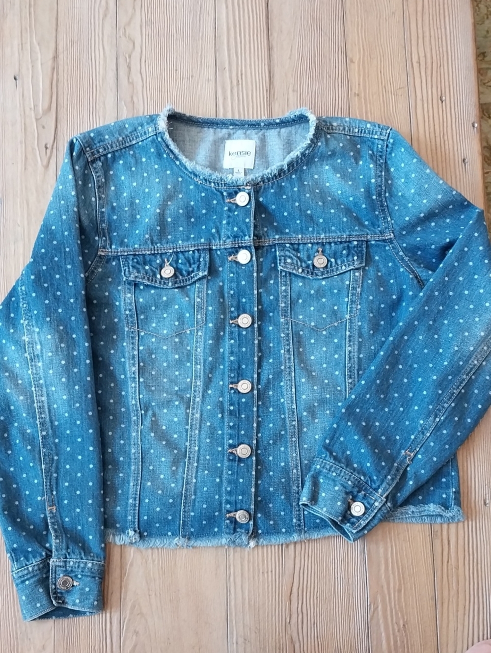 Kensie Blue Polka-Dot Denim Jacket for Kids